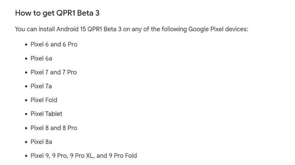 Android 15 QPR1 Beta 3